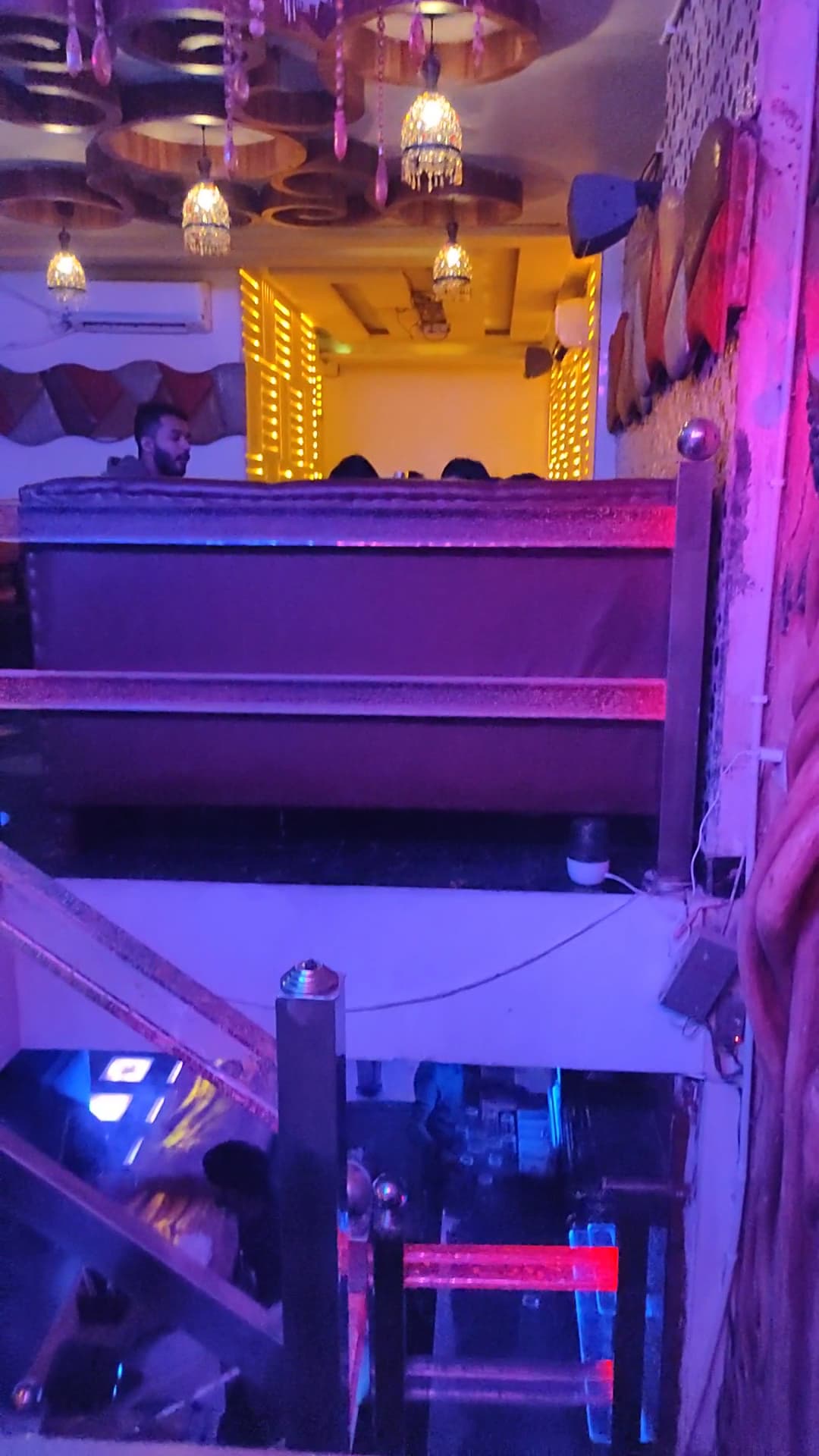 The bar level under purple light